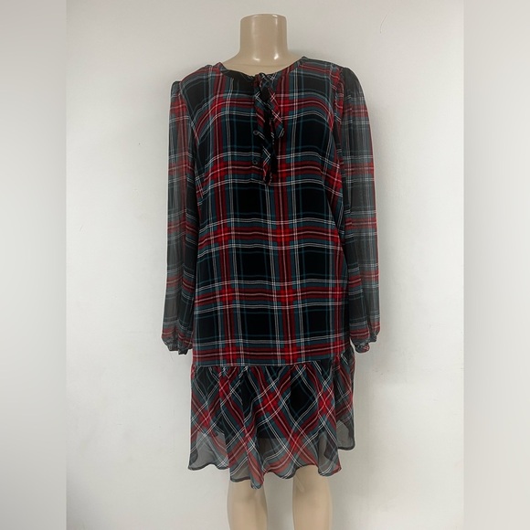 Draper James Red and Blue Plaid Long Sleeve Dress - Picture 4 of 6